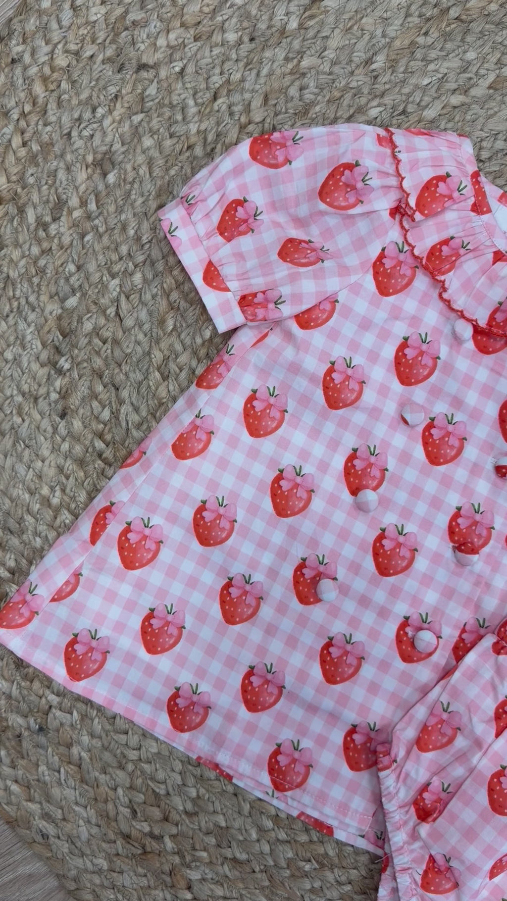 Gingham Strawberry Girls A Line Dress & Knickers