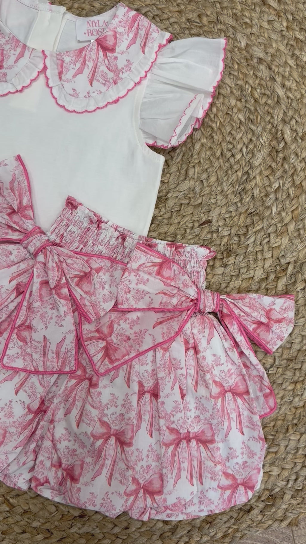 Pink Bow Toile Bubble Skort & Blouse