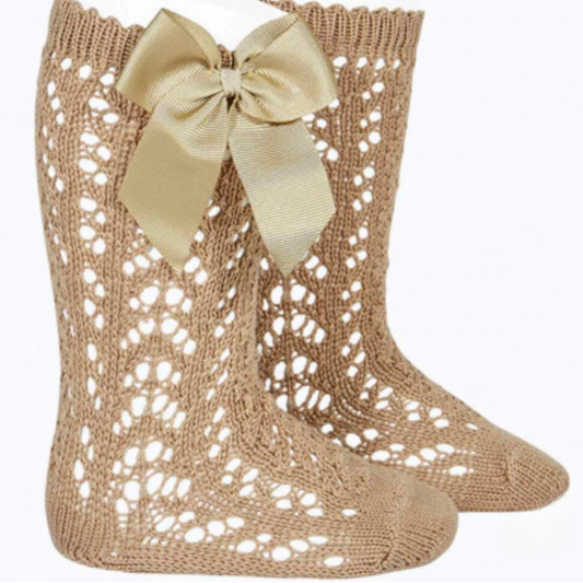 Condor Openwork Bow Socks - Camel