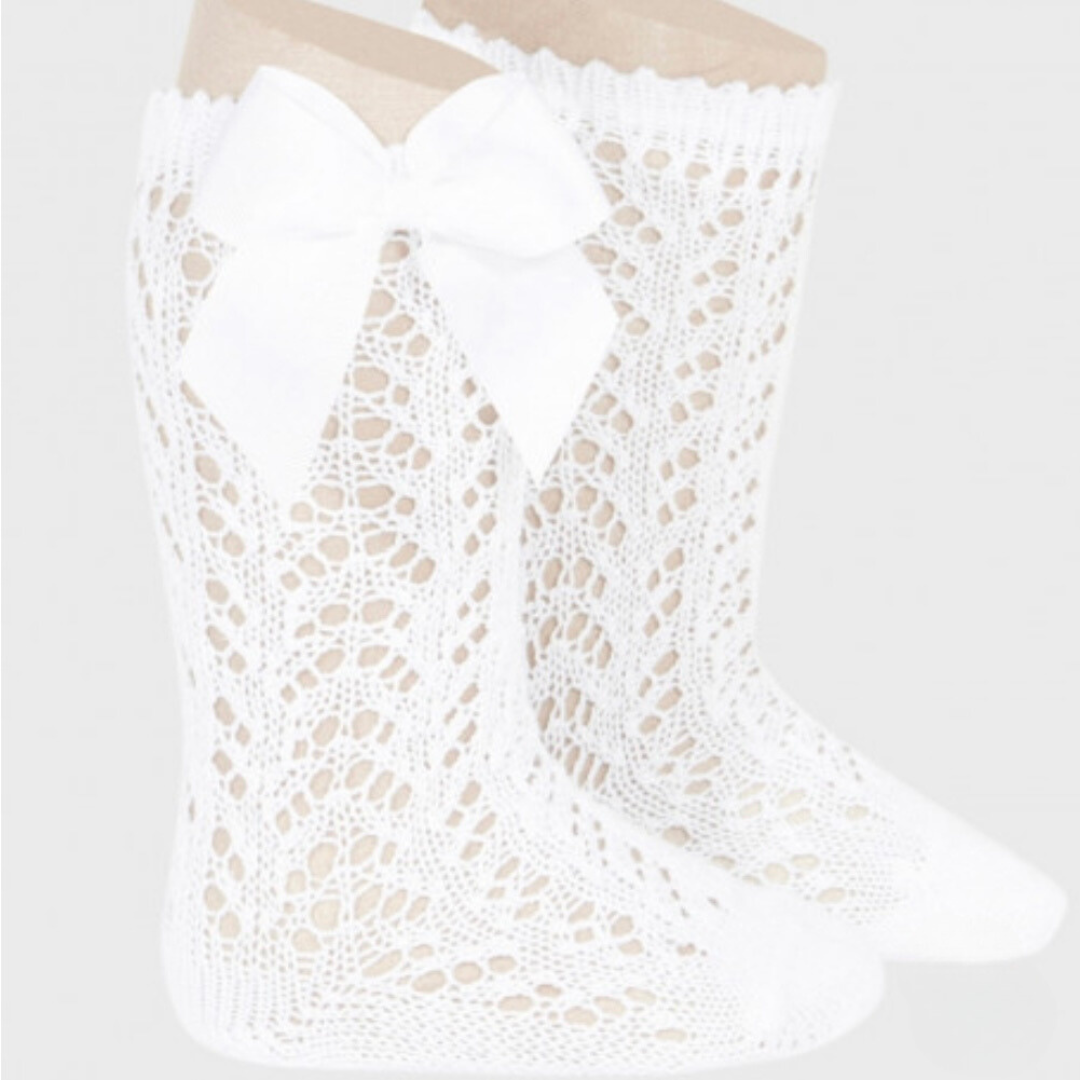 Condor Openwork Bow Socks - White