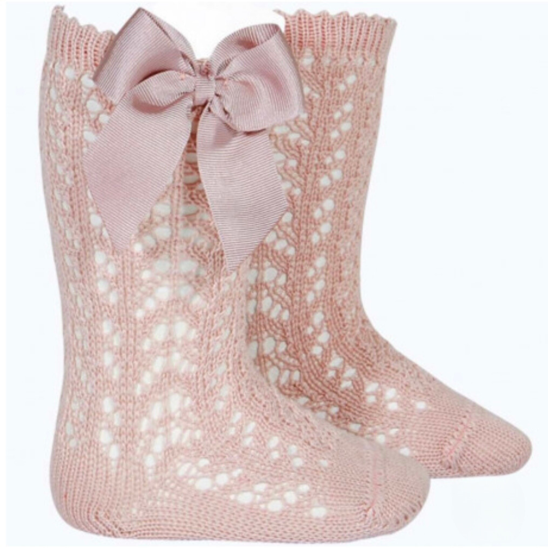 Condor Openwork Bow Socks - Old Rose