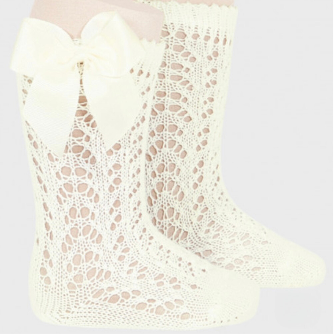 Condor Openwork Bow Socks - Beige